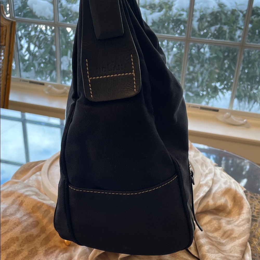 Hogan Black Shoulder Bag with white Stitch  Detail